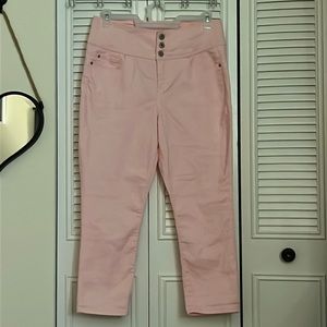 Pink High Rise Crop Skinny Jeans